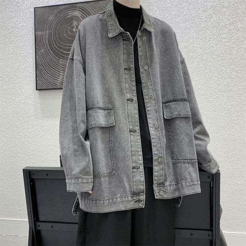 2021 retro denim loose jacket jacket single-breasted long-sleeved wild autumn men