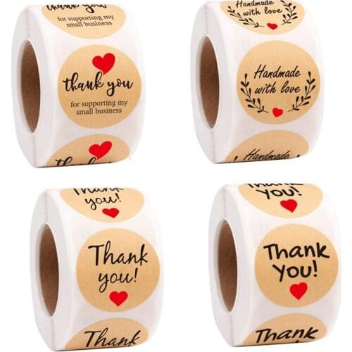 500PCS Retro Kraft Paper Style Love Thank You Stickers Diary Scrapbooking Sealing Stickers Festival Birthday Decoration Labels
