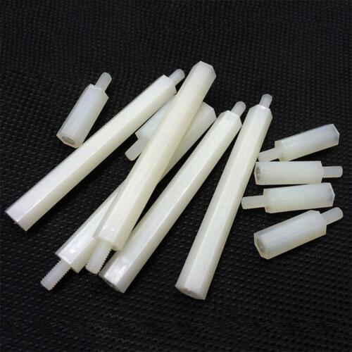 30pcs M2.5 Nylon column external hex Single head isolation column white spacers standoff amplifier board nuts 5mm-25mm length