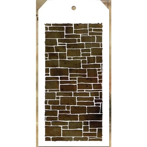 2021 New Label Tag Plastic Stencil For Craft Making Brick Wall Pattern Background Scrapbooking Card No Metal Cutting Dies Stamps