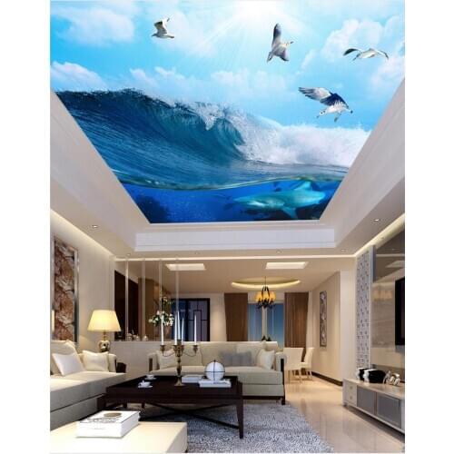 Beach ocean ceilings Landscape wallpaper murals 3d murals wallpaper for living room wave ceiling