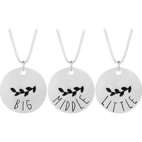 3Pcs/Set Personalized Family Jewelry Gift Disc Pendant Necklaces Big Middle Little Sisters Brothers Friendship Necklaces Set