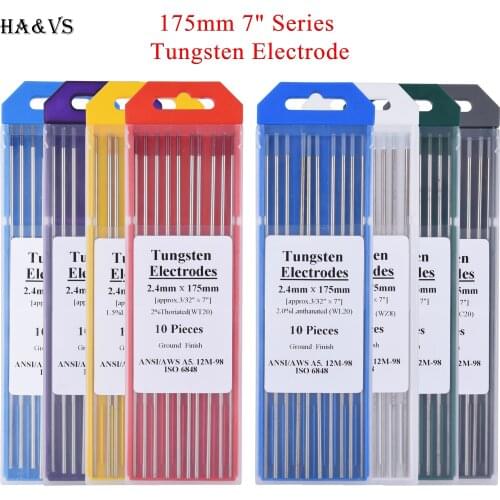 Professional Tungsten Electrodes TIG Welding Rods 175mm/7" 1.0 1.6 2.4 3.2mm WL20 WT20 WC20 WL15 WZ8 WY20 WP WR Low Temperature