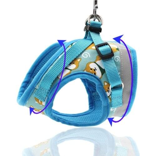 Dog harness belt supplies fashionable and cute cartoon, reflective safety at night, traction belt small and medium