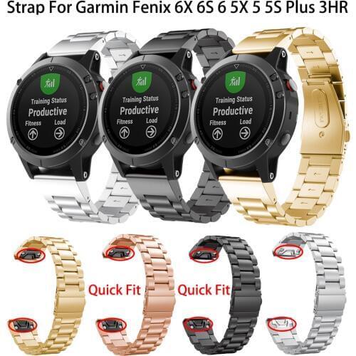 20 22 26mm Stainless steel Watchbands strap For Garmin Fenix 5 5x 5s Plus 6 6S 6x Pro 3 HR watch Metal Luxury Link bracelet belt
