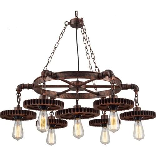 Retro gear industrial style chandelier clothing hot pot shop hair salon restaurant bar Internet cafe nostalgic American lamps