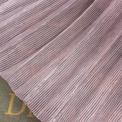 2 meters 150cm 59" width pink shiny pleated accordion mesh tulle fabric dress clothes materials MM468