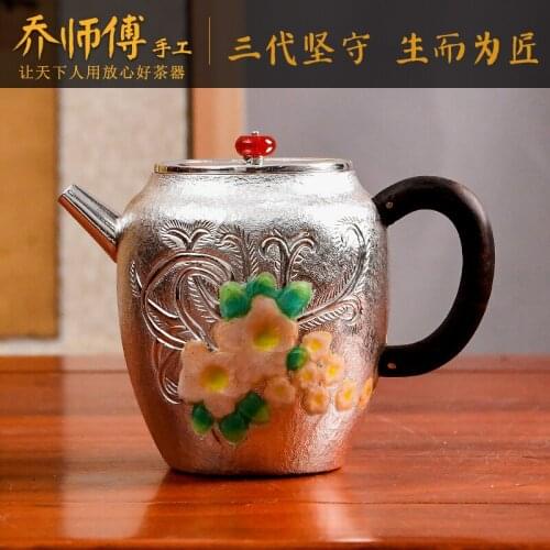 Joe teacher manual silver pot of sterling silver 999 kettle with tea teapot cloisonne enamel silver teapot