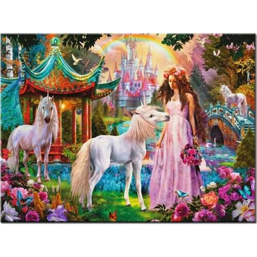 Diy mosaic Diamond Embroidery Unicorn And Princess Butterfly Cartoon Cross Stitch 5D Diamond Painting Pictures RhinestoneZP-4328