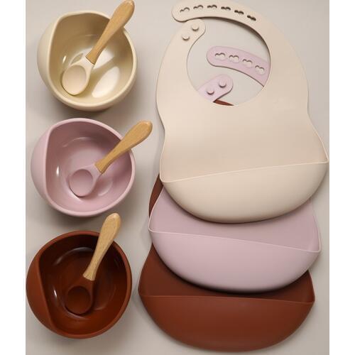 Muslinlife Newborn Baby Silicone Feeding Tableware Waterproof Baby Bibs For Toddler Breakfast Feedings