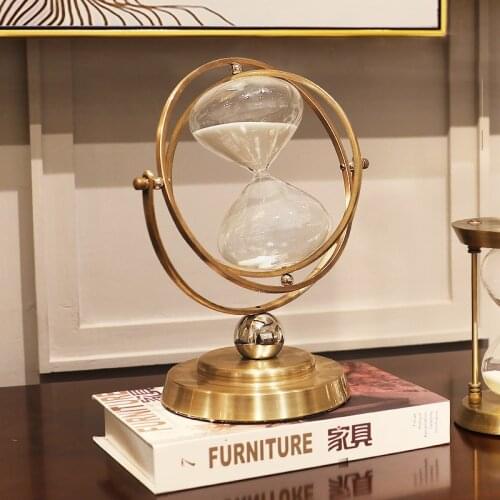 Light luxury creative metal 720° rotating globe hourglass ornaments office home decorations globo de reloj de arena
