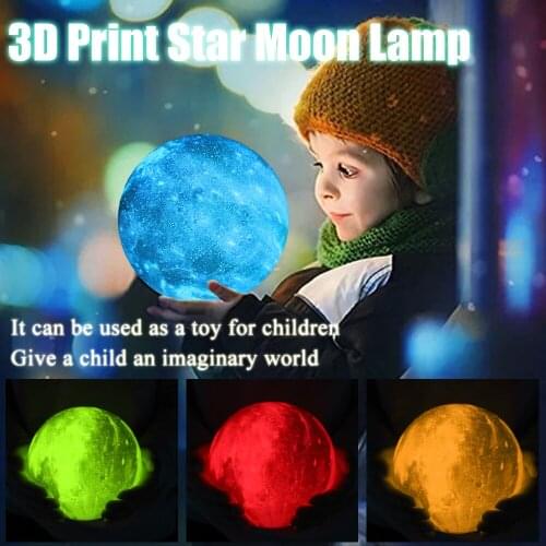 3D Print Moon Lamp Colorful Change Touch Led Night Light Home Decor Creative Birthday Gift USB Rechargeable Decor Lamp