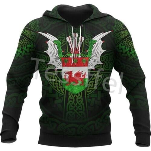 Tessffel Red Dragon Wales 3D Printed Mens Sweatshirt Zipper Hoodie Unisex Casual Jacket Autumn/Winter Dropshipping Style-1