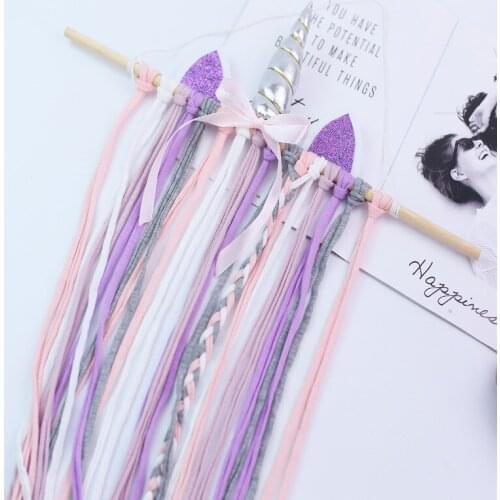 Woven Unicorn Decoration Wall Decor Cartoon Animal Wall Decorations Rainbow Hairband Organizer Strip Teen GirlS Room Decoration