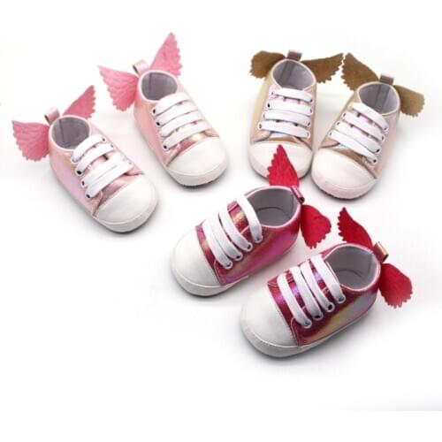 Baby Girl Shoes Fashion Cute PU Soft Sole Anti-slip Wing Design Crib Shoes First Walkers Walking Shoes