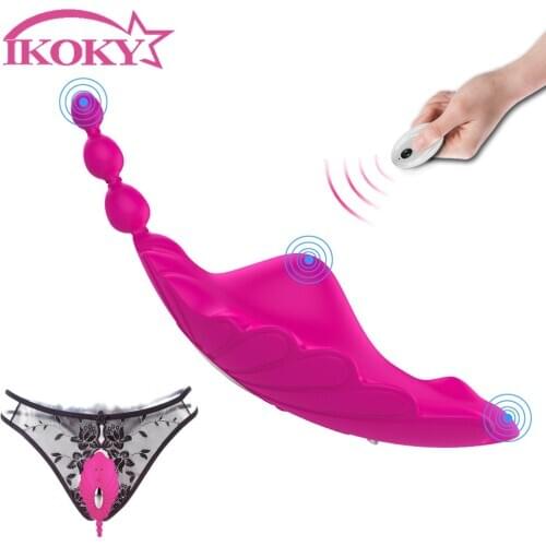 Vagina Clitoris Stimulator Remote Control Butterfly Vibrator Perineum Anus Massage Sex Toys for Women Invisible Wear Panties