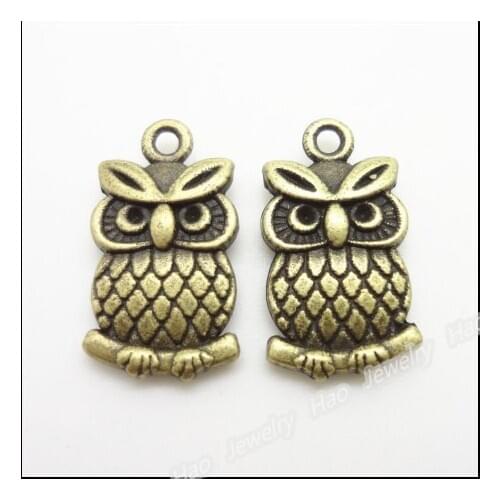40pcs Vintage Charms Owl Pendant Antique bronze Fit Bracelets Necklace DIY Metal Jewelry Making