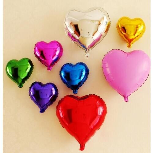 10pcs / Lot 10 Inch Heart Love Aluminum Foil Balloon Baby Shower Adult Child Birthday Party Wedding Decoration Supplies Ball