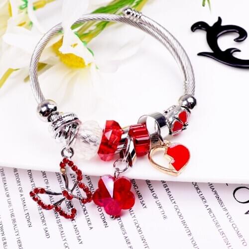 1 Pcs/Lot European and American Style DIY Creative Personality Multi-element Crystal Pendant Butterfly Adjustable Bracelet