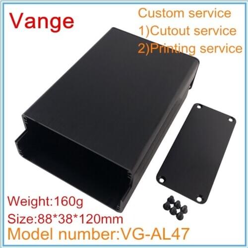 1pcs/lot electronic device metal box split black case 6063-T5 Aluminum profiles housing enclosure 88*38*120mm satin finish