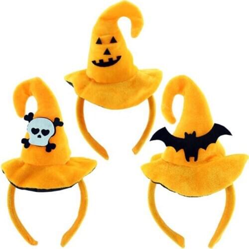 10pcs/lot Children Pumkin Hat Headband Flannelette Halloween Props Accessories Hairbands Festival Cosplay For Party Wear
