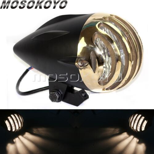 12V H4 Retro Motorcycle Headlight Custom CNC Grill High Low Beam Headlamp For Harley TRI XS650 Cafe Racer Choppers Touring Motor