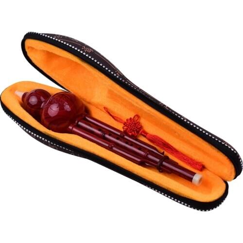 2 Tone C-Key Hulusi Gourd Cucurbit Flute Resin Pipes Chinese Traditional Instrument with Chinese Knot Carry Case for Beginners