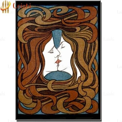 Abstract lesbian kissing Diamond Painting Diamond Embroidery All Drill Rhinestone Mosaic Picture by numbers hobby gift custom