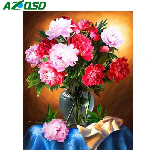 AZQSD Diamond Painting Flower Cross Stitch 5d Diamond Embroidery Sale Full Drill Square Needlework Home Decor Diy Rhinestones