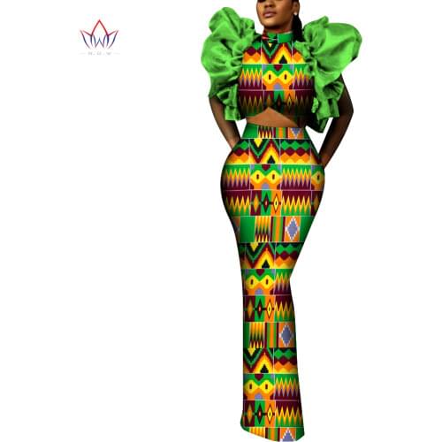 Bintarealwax Summer African Clothes for Women 2021 Dashiki Traditional Long Dresses Elegant Lady Party Event Clothing WY9106