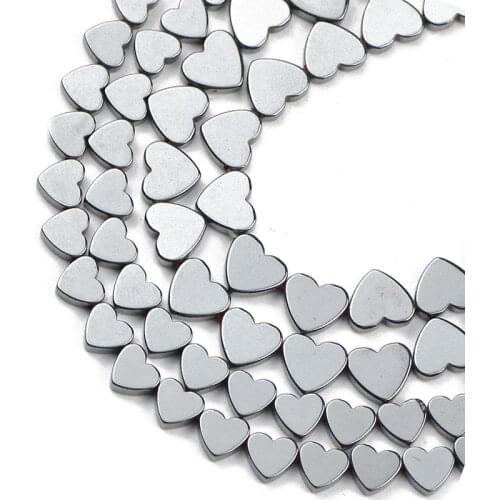 HGKLBB Black Hematite Natural Love Heart Stone spacer Loose beads For Jewelry making 7x3mm bracelets Necklace DIY accessories