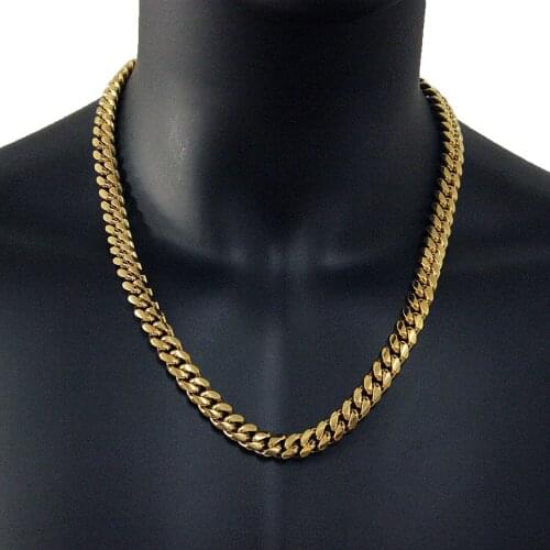 Basic Punk Stainless Steel Necklace for Men Women 10mm Curb Cuban Link Chain Chokers Vintage Solid Metal Hip Hop Jewelry