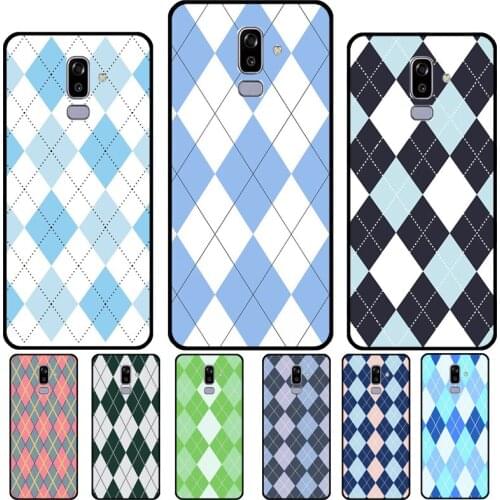 Blue Argyle Pattern For Samsung Galaxy J1 J3 J5 J7 A3 A5 2016 2017 A6 A8 J4 J6 Plus J8 A9 J2 Core 2018 Case