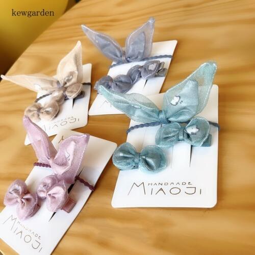 Kewgarden Baby Girls Hair Accessories Cute Rabbit Ear Elastic Hair Bands Hairpin Barrettes Hairclip Headwear Clips 3 Pcs / Set