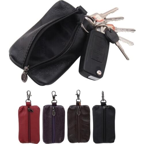 Car Key Case Leather Men Women Wallets Key Holder Housekeeper Covers Zipper Bag Keychain Cover for Keys Organizer Card Bag Gifts