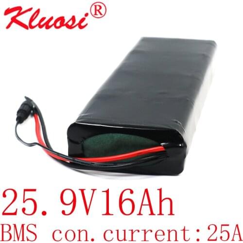 KLUOSI 25.2V 7S5P 24V 16Ah 29.4V Lithium-ion Battery Pack Built-in 25A BMS for Electric Bike Unicycle Scooter Wheelchair Motor