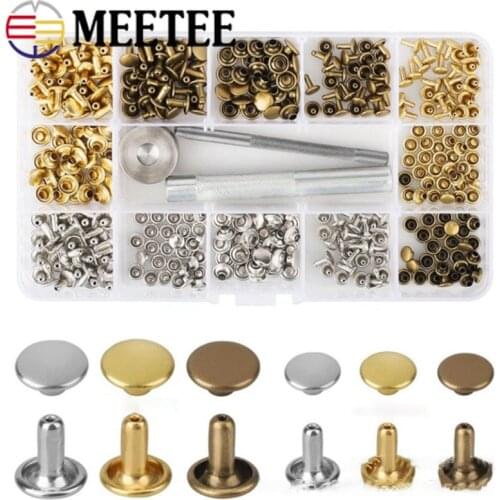Meetee 6/8mm 180sets Snap Button Double-sided Rivets+installation Tool for Handbag Belt Jacket Decoration DIY Leather Accessory