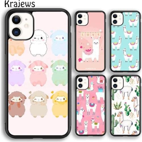 Krajews Cute Llama Alpaca Animals Cartoon Phone Case Cover For iPhone 5s SE 2020 6s 7 8 plus X XS XR 11 12 mini pro max Shell