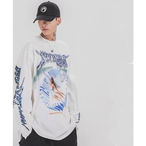 Mens T-shirt 2020 Spring and Winter New Mens Clothing Cotton Letter Printing Mens Long-Sleeved Three-Color Loose Style