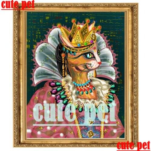 Cute pet Cat queen Diamond Embroidery Cross Stitch Diamond Painting Kits Mosaic Rhinestones Art Handwork Gift Diamond Embroidery