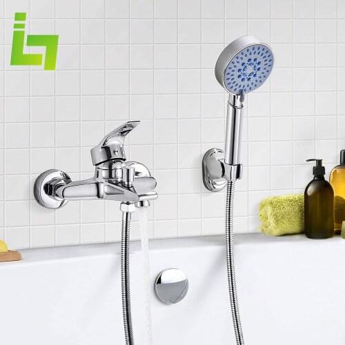 Wall Mounted Bathtub Faucet two Function Chrome Shower Mixer Brass Body and NO lead Bathroom Faucet