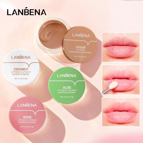 LANBENA Orange Lip Mask Lip Balm Rose Brown Suagr Mask Sleeping Fine Lines Labial Exfoliating Repairing Lip Line Skin Face Care