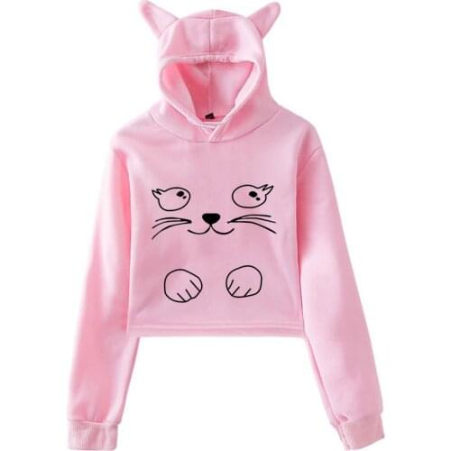 2020 Autumn Hoodies Sweatshirts for Girls Clothes Fashion Print Long Sleeve Pullover Cat Ear Sweatshirts Hoodie Plus Size SW45