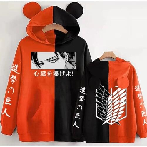 Anime Attack On Titan Christmas Hoodies Men Kawaii Streetwear Sweatshirts Pullover Women Girls