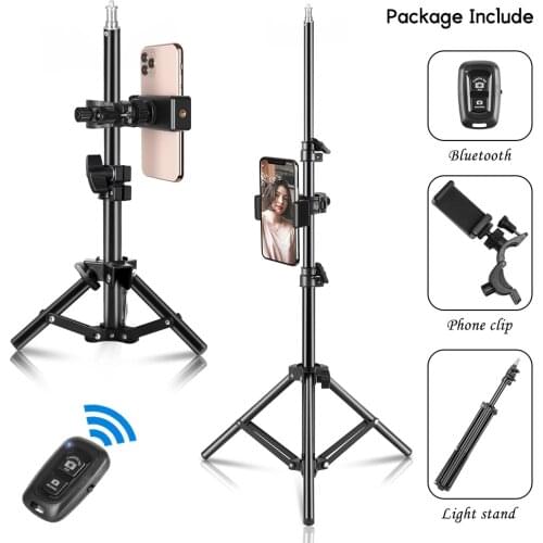 Selfie Tripod 1/4 Screw Light Stand Wireless Bluetooth-compatible For Phone Camera Photo Studio Softbox Ring Light With Holdel