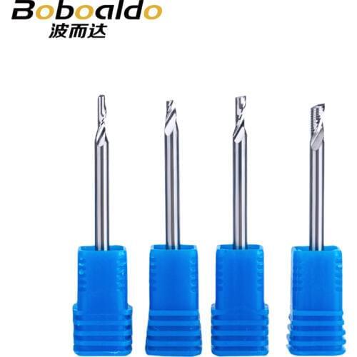 2PC/set 3.175mm 4mm 6mm Single Flute Spiral router bit for aluminum CNC end mill tungsten carbide milling cutter engraving