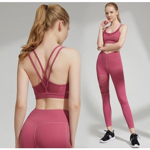 Sportswear Yoga Suit Casual Women Outfit Sexy Hip-Up Fitness Bra + Sports Pants 2-Piece Set Europe America Summer Suit For Women