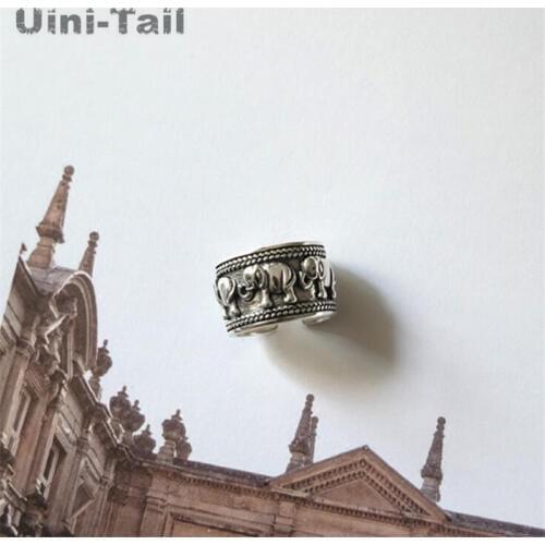 Uini-Tail hot new 925 sterling silver elephant totem open ring retro old fashion tide flow personality high quality jewelry