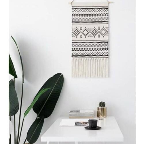 Pack of 2 Macrame Woven Tapestry Geometric Art Tapestries Boho Tapestry Bohemian Tapestry Wall Hanging for Room