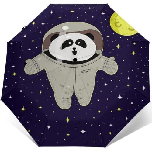Wind Resistant Folding Automatic Umbrella Women Auto Panda Universe Space Windproof Umbrellas Rain For Men Parasol